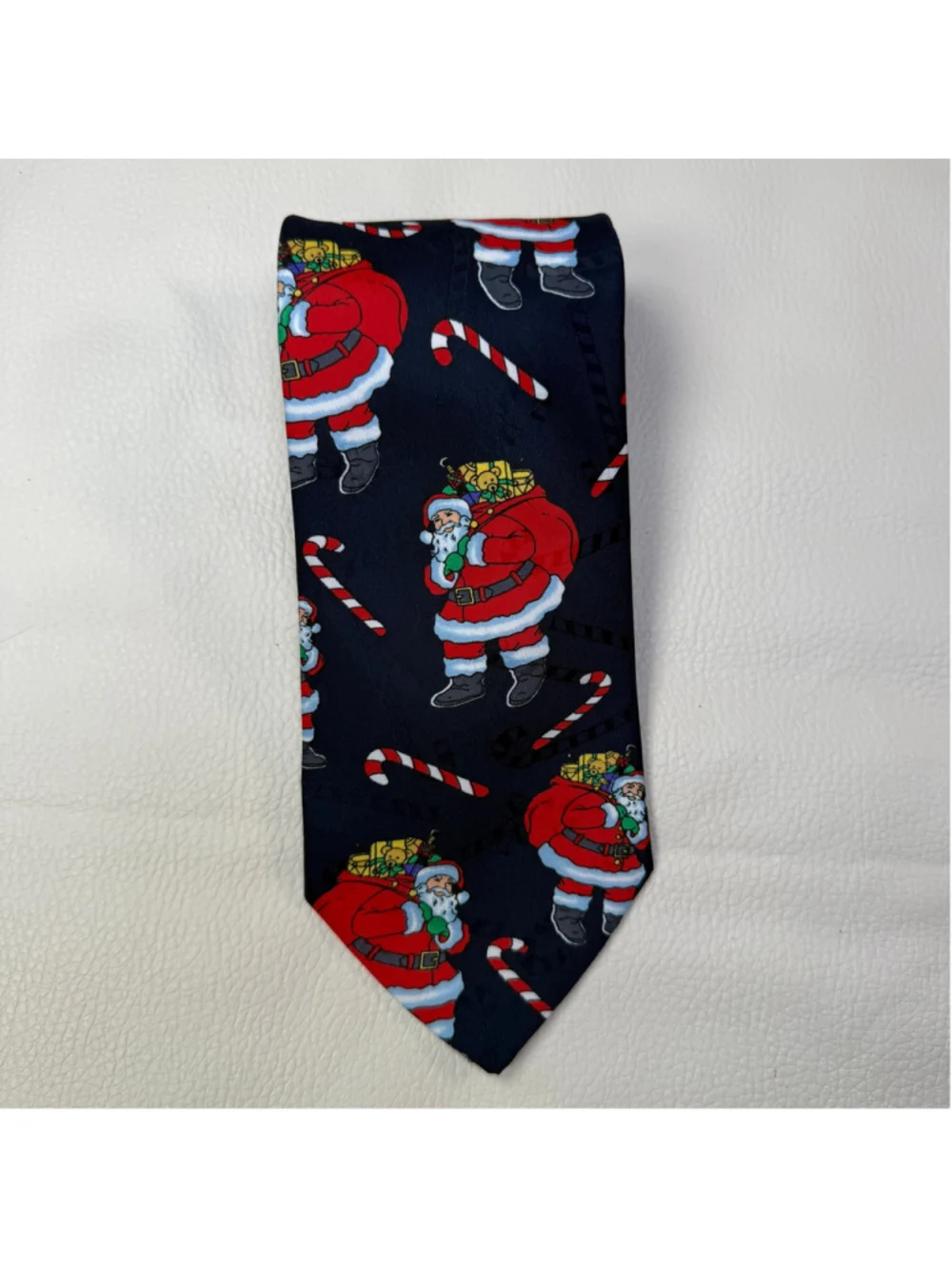 Vintage Hallmark Yule Tie Greetings Santa Christmas Necktie Made USA 4in Wide